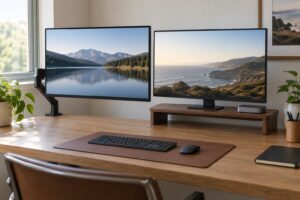 monitor arm vs stand which is better for desk space