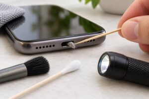 how to clean a phone charging port safely