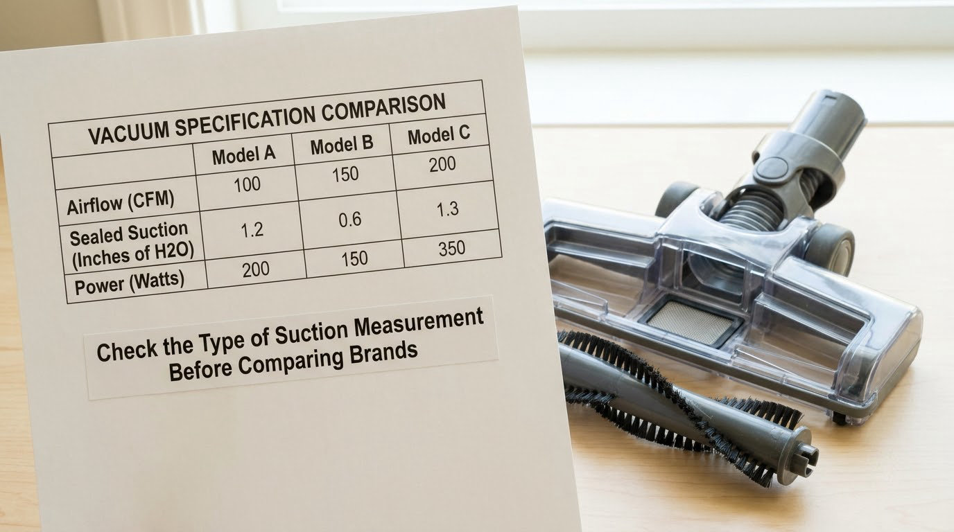 Check the Type of Suction Measurement Before Comparing Brands