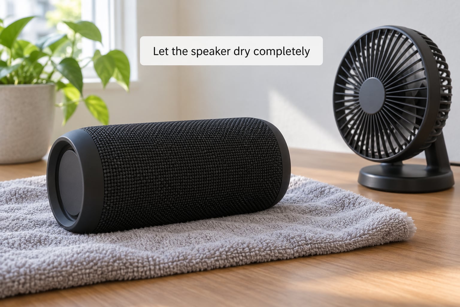 Let the speaker dry completely