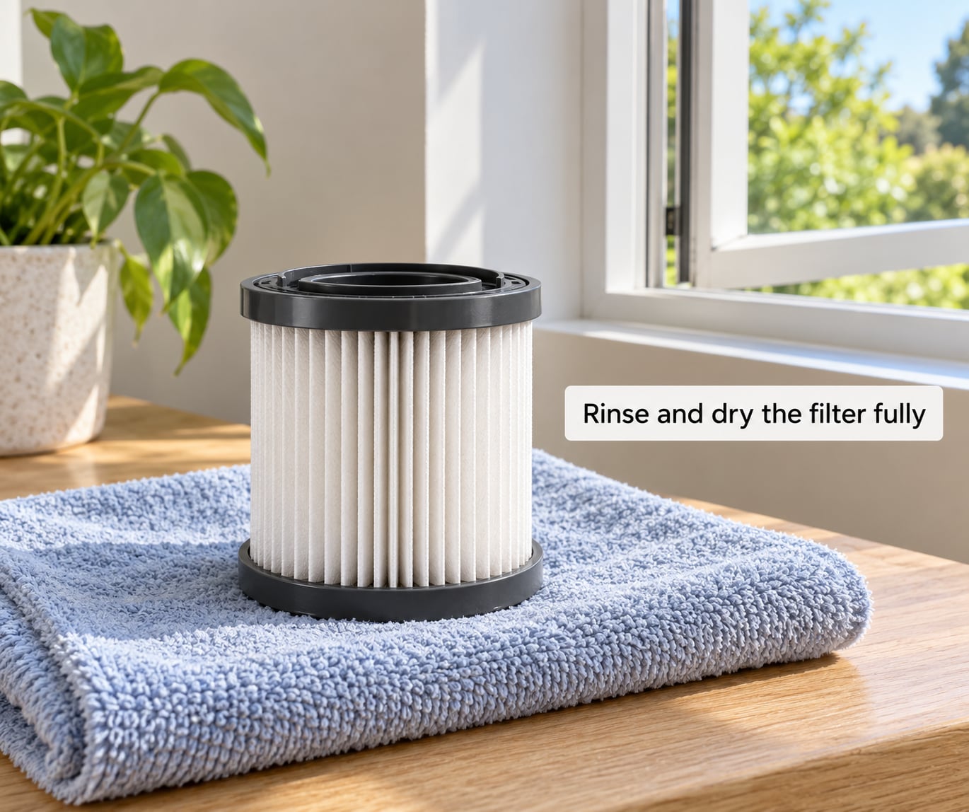 Rinse and dry the filter fully