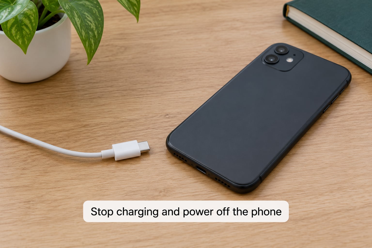 Stop charging and power off the phone