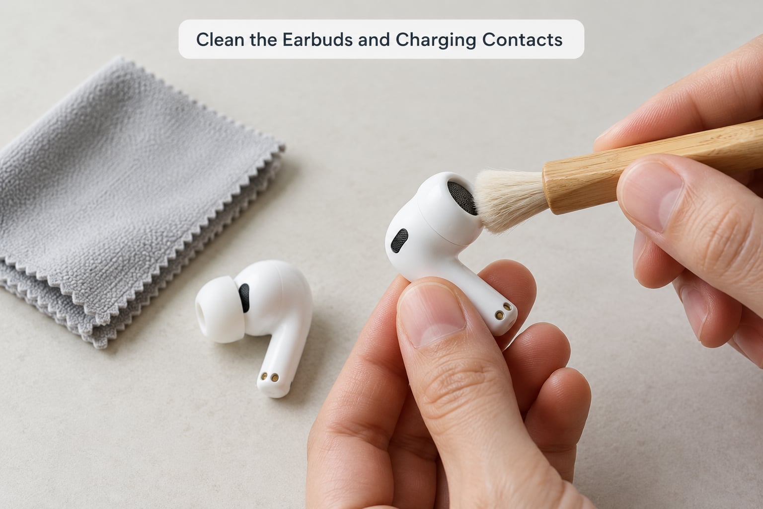 Clean the Earbuds and Charging Contacts