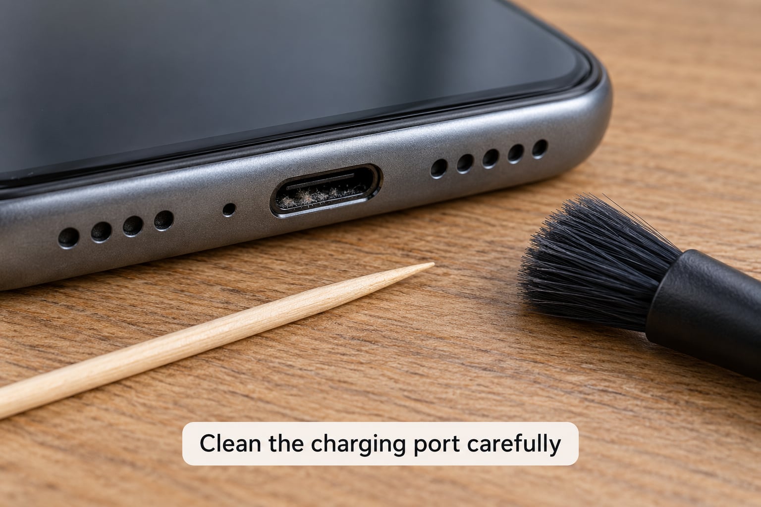 Clean the charging port carefully