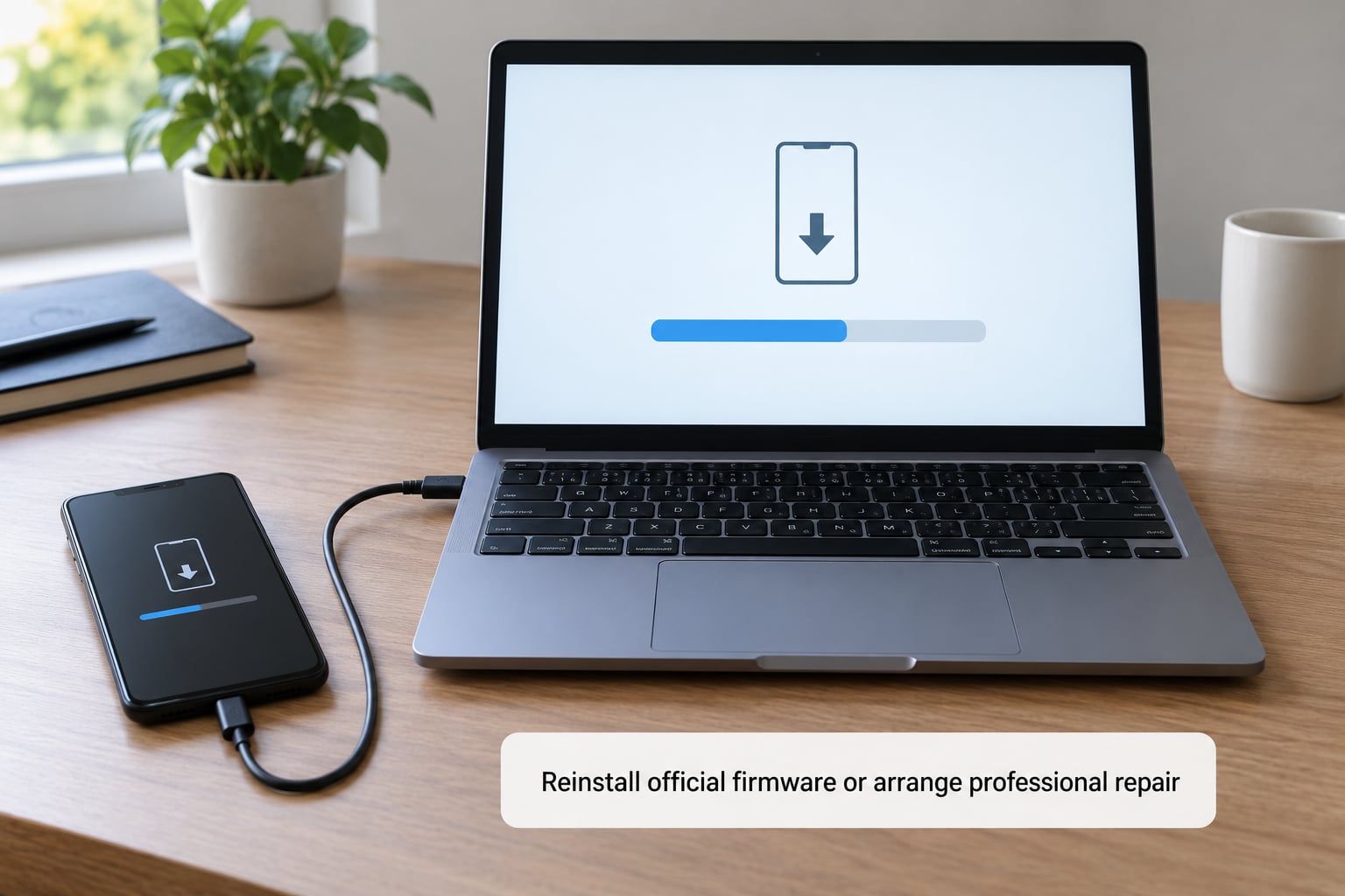 Reinstall official firmware or arrange professional repair