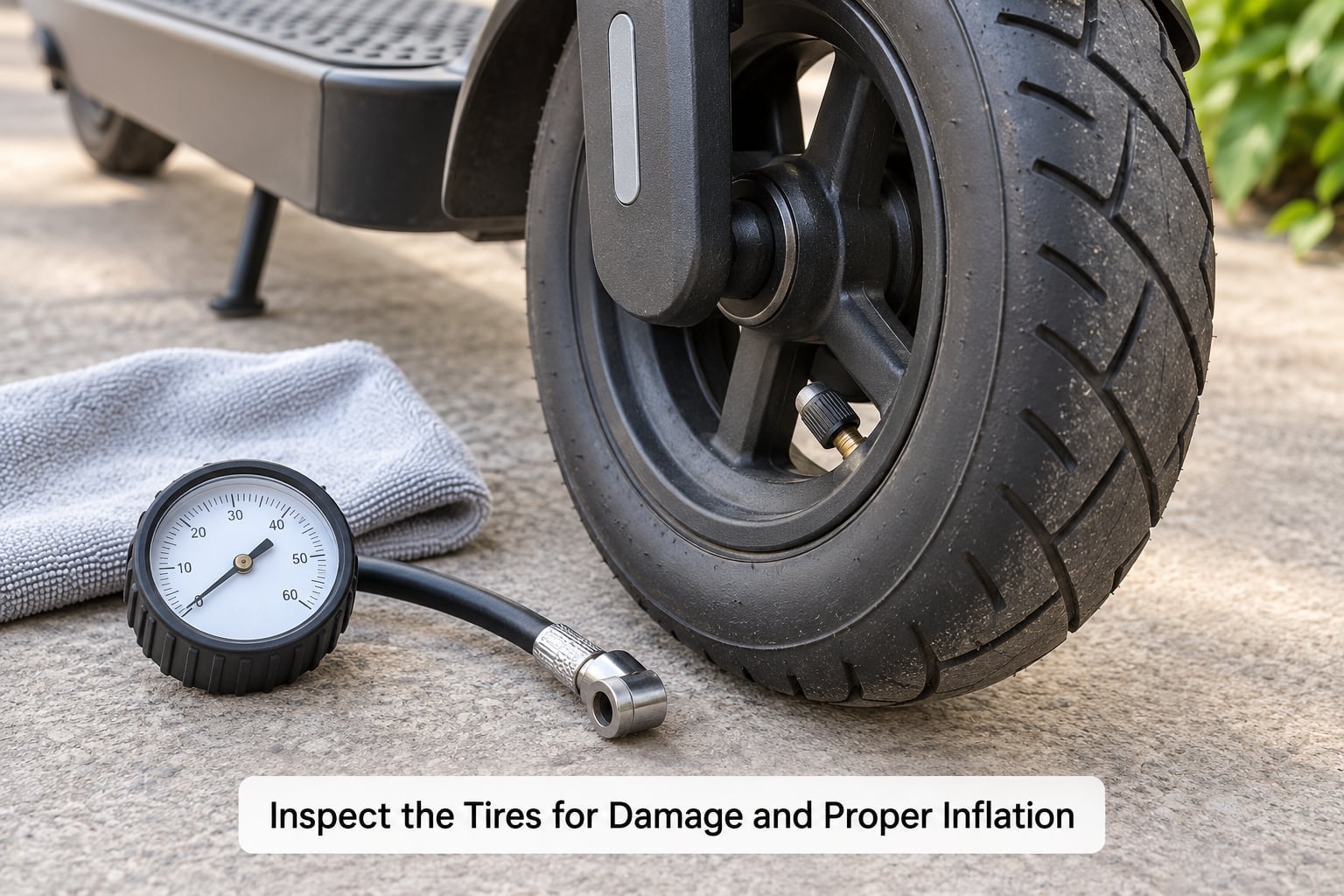 Inspect the Tires for Damage and Proper Inflation