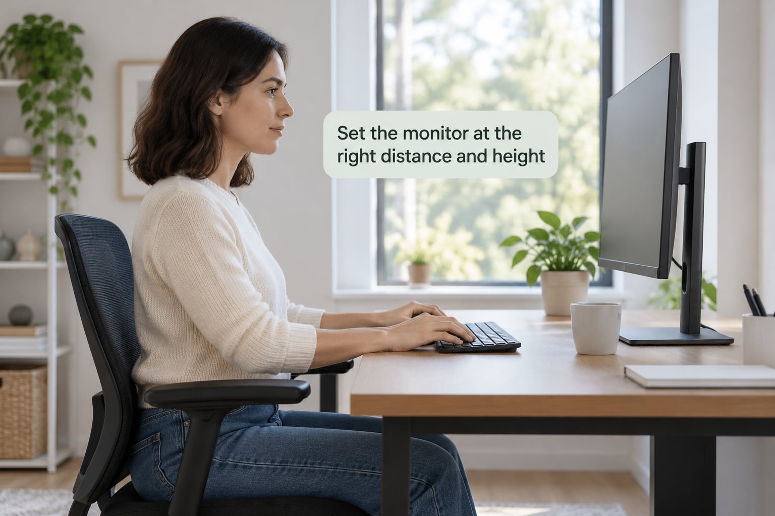 Set the monitor at the right distance and height