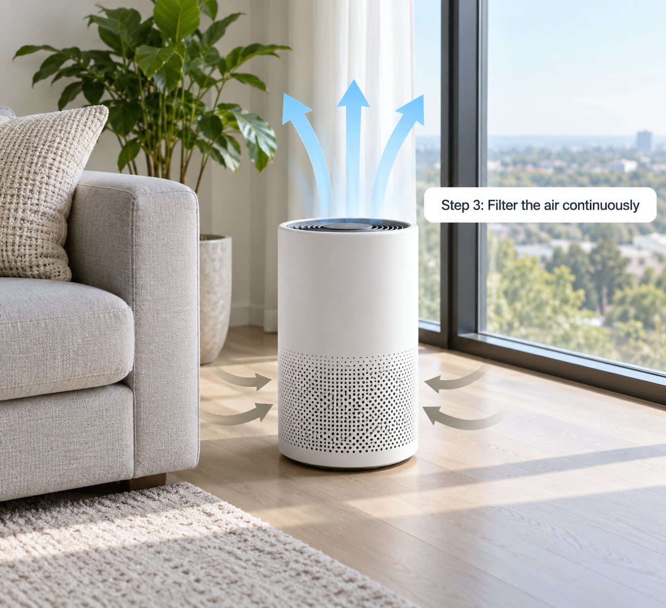Step 3: Filter the air continuously