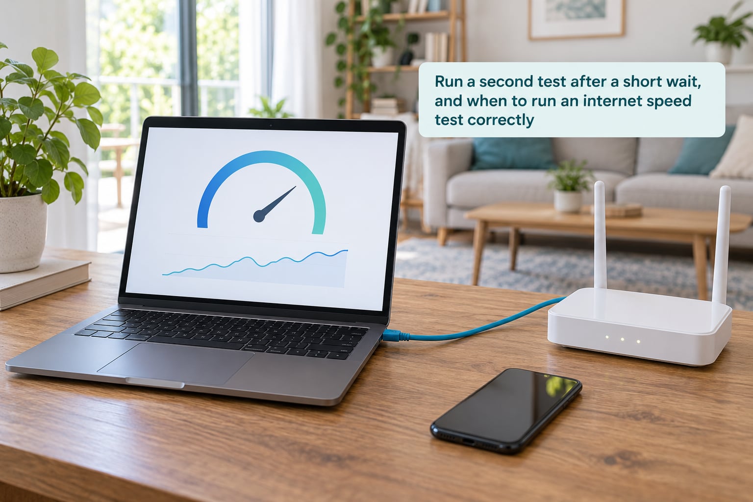 Run a second test after a short wait, and when to run an internet speed test correctly