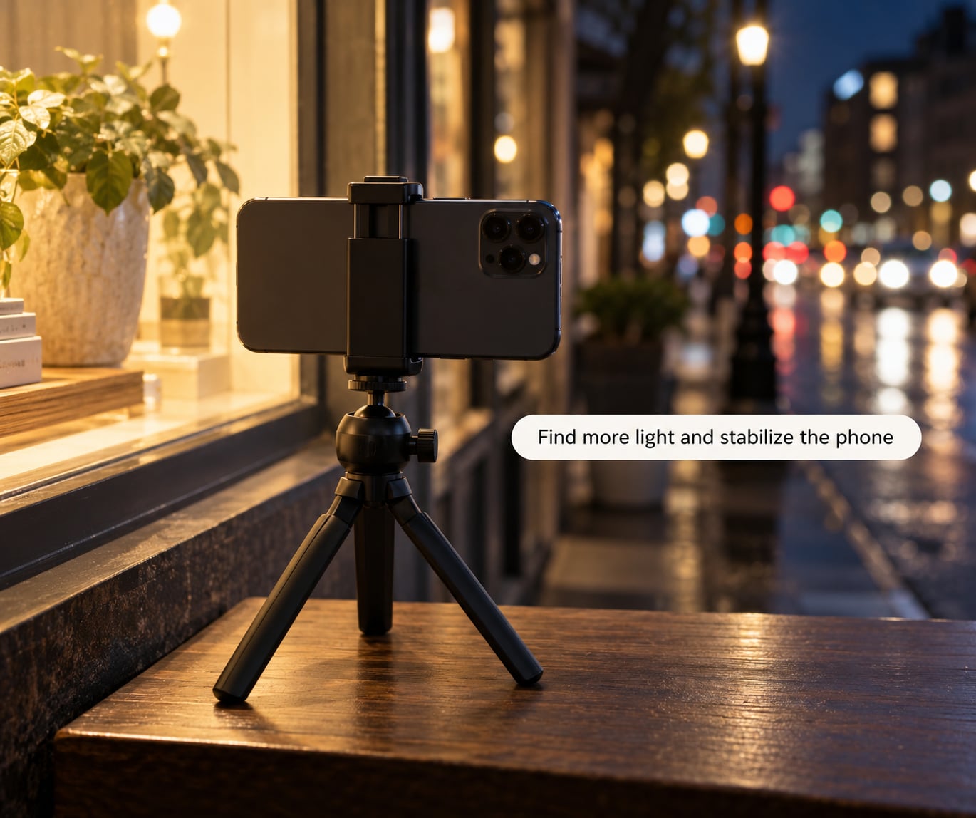 Find more light and stabilize the phone