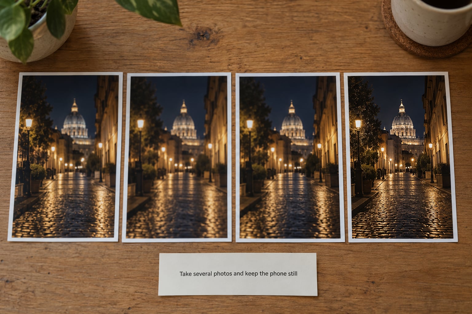 Take several photos and keep the phone still